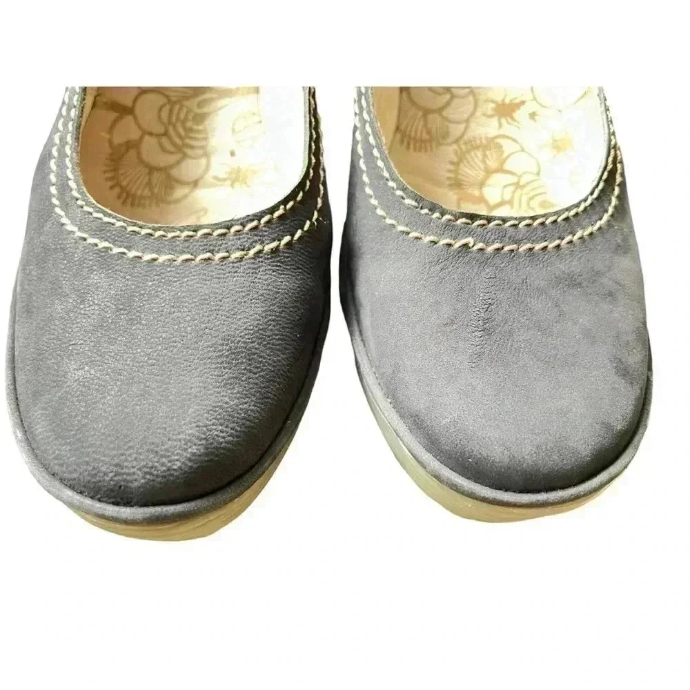 Fly London Women’s Black Suede Wedge Heel Shoes•Size 39 US 8-8.5•